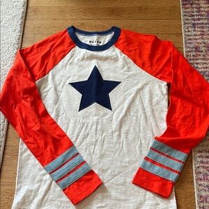 Boden Kids Long Sleeve Star Tee - Red, White, and Blue